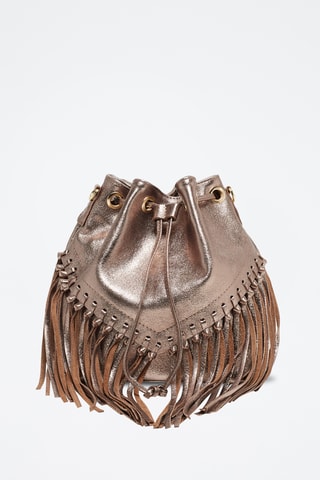 Mala bucket em couro IvonaDourado - Dourado
