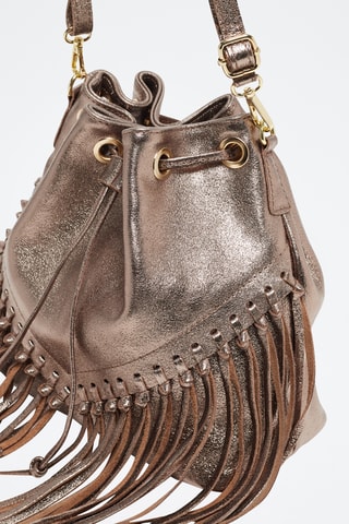 Mala bucket em couro IvonaDourado - Dourado