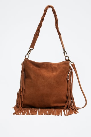 Mala de ombro em nobuck Lucy - Camel
