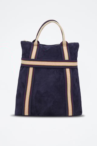 Mochila de nobuck Gao - Bege e azul-marinho
