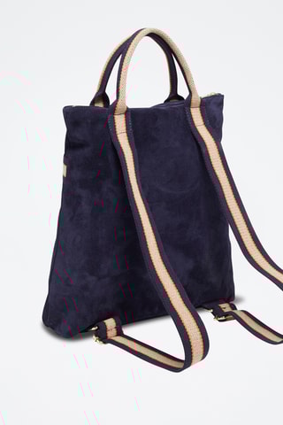 Mochila de nobuck Gao - Bege e azul-marinho