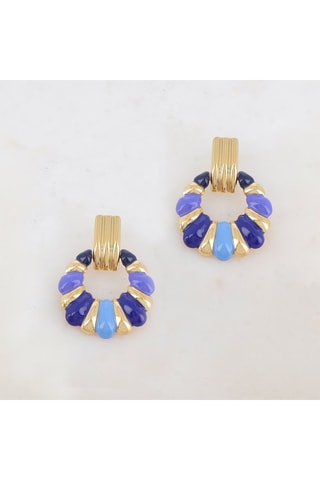 Boucles d'oreilles - Doré et bleu