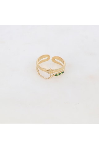 Bague - Doré et vert clair