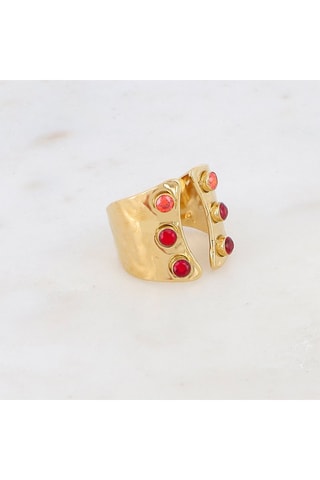 Bague - Doré et rouge