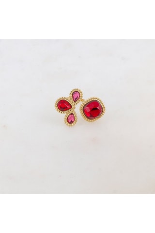 Bague - Doré et rouge