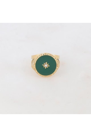 Bague - Doré et vert