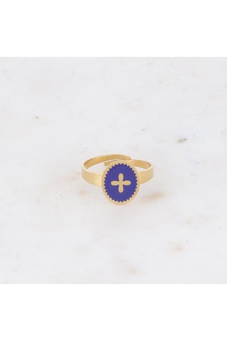Bague - Doré et bleu