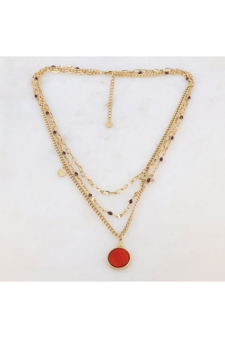 Collier multirangs - Cornaline