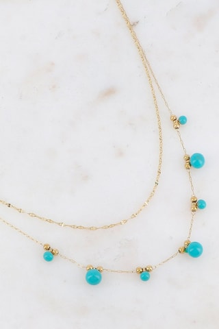 Collier miltirangs - Doré et turquoise