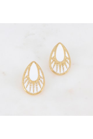 Boucles d’oreilles - Doré et blanc