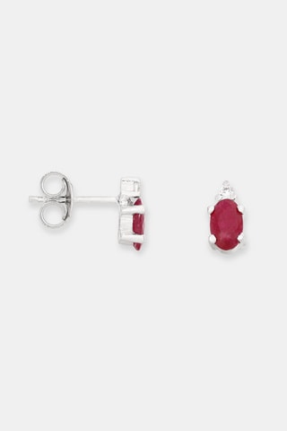 Brincos Ruby - Ouro branco e rubis