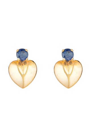 Brincos Blue heart Ouro amarelo e safira