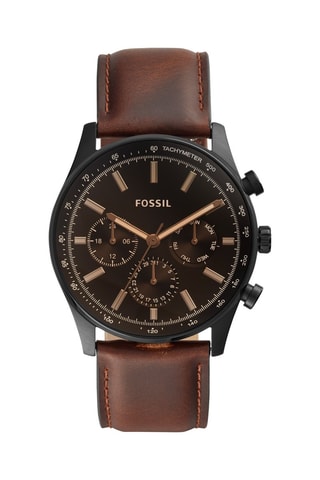 Montre à quartz en cuir Sullivan - Tachymètre - Marron et noir