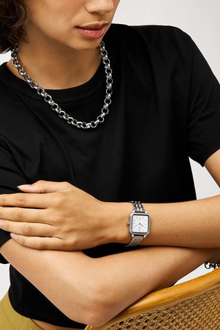 Montre à quartz en acier - Argenté et blanc