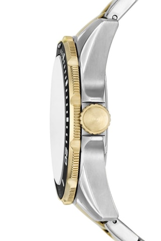 Montre à quartz en acier - Tachymètre - Argenté et doré