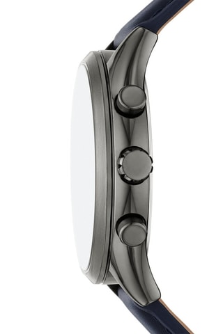 Montre à quartz en cuir - Chronographe - Bleu et gris