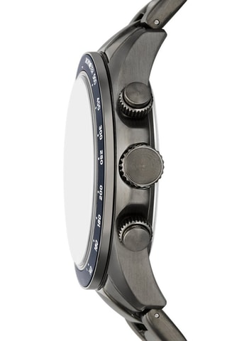 Montre à quartz en acier - Tachymètre et chronographe - Gris et bleu