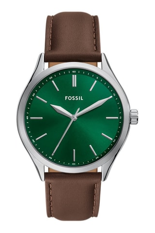 Montre à quartz en cuir - Marron et argenté