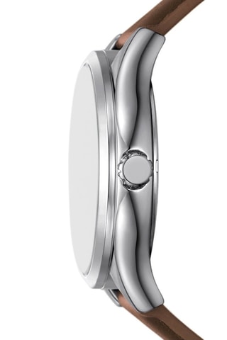 Montre à quartz en cuir - Marron et argenté