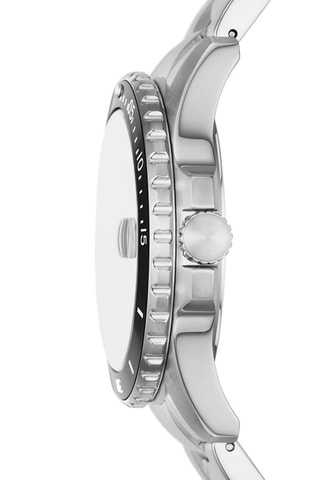 Montre à quartz en acier - Tachymètre - Argenté