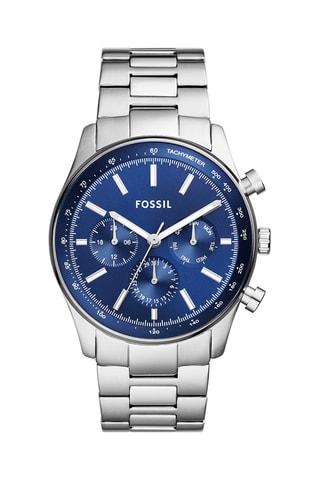 Montre à quartz en acier Sullivan - Tachymètre - Argenté et bleu marine