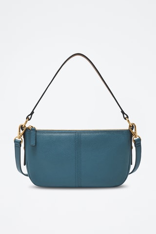 Sac porté épaule en cuir - Bleu pétrole