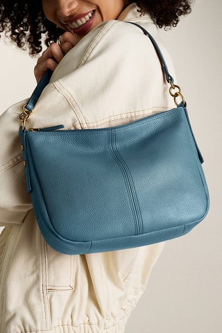 Sac porté épaule en cuir - Bleu