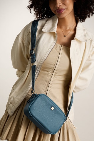 Sac bandoulière en cuir - Bleu pétrole
