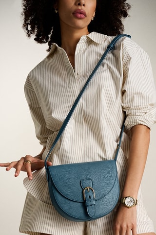 Sac bandoulière en cuir - Bleu