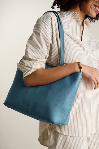Cabas en cuir - Bleu pétrole