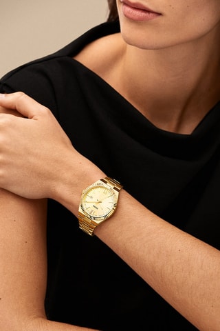 Montre à quartz en acier inoxydable - Doré