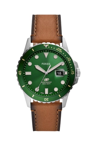 Montre à quartz en cuir - Marron et vert