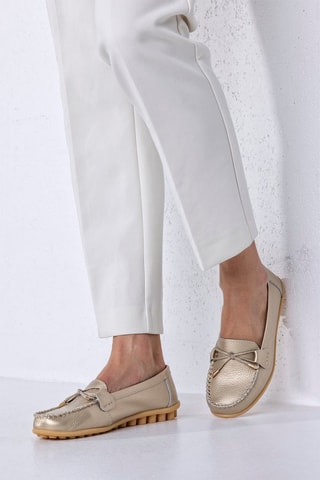 Mocassins de couro - Dourado