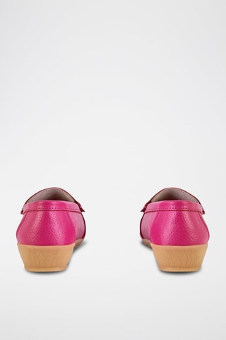 Mocassins de couro com cunha - Rosa