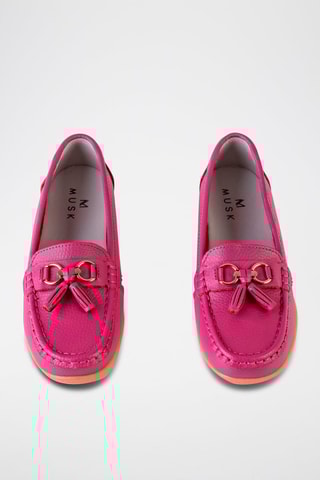 Mocassins de couro com cunha - Rosa