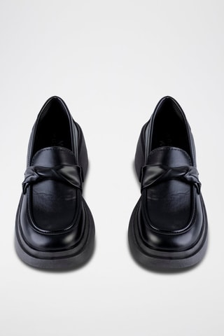 Mocassins de couro com salto - Preto