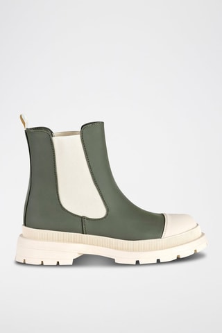 Botins Chelsea Caqui e bege