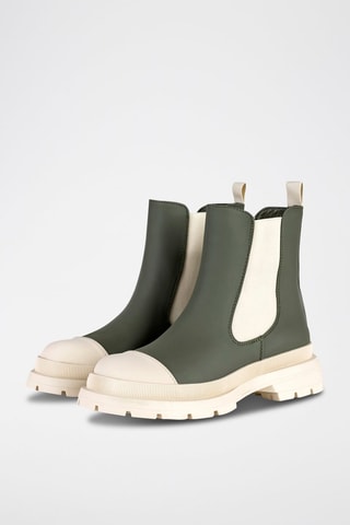 Botins Chelsea Caqui e bege