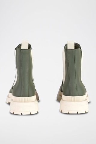 Botins Chelsea Caqui e bege