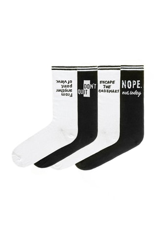 4 pares de meias Zola - Branco e preto