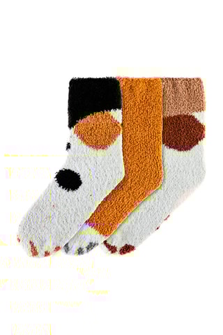 3 pares de meias Arden Ocre e branco