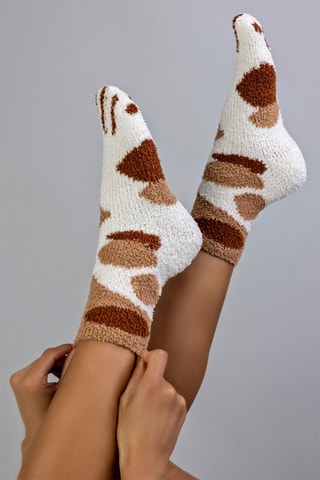 3 pares de meias Arden Ocre e branco