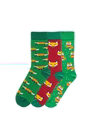 3 pares de meias - Verde e vermelho