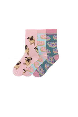 3 pares de meias - Rosa