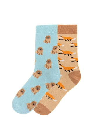 2 pares de meias - Azul-celeste e bege