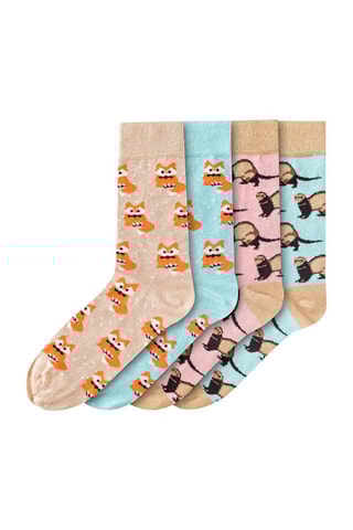 4 pares de meias - Bege e azul-celeste