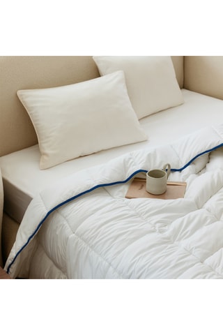 Edredão leve de verão em percal de algodão 91 fios/cm² Céleste - 250 g/m² - Branco