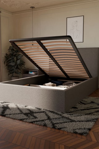 Cama com arrumação com cabeceira Emma e colchão híbrido espuma de memória de forma com molas premium Jade