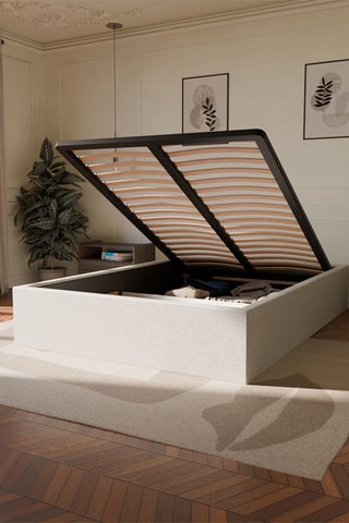 Cama com arrumação Emma e colchão híbrido espuma de memória de forma com molas premium Jade