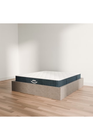 Cama com arrumação Emma e colchão híbrido espuma de memória de forma com molas premium Jade